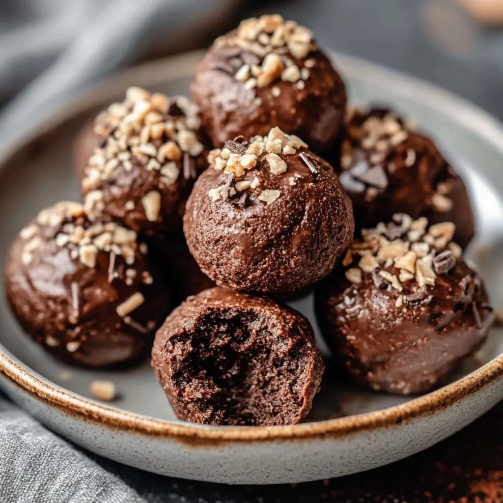 Einfache No-Bake Protein-Bites mit Brownie-Geschmack