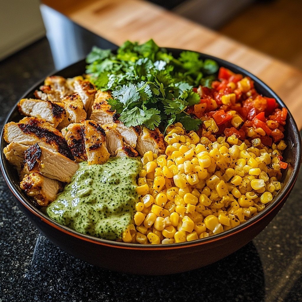 Street Corn Hähnchen Reis Bowl