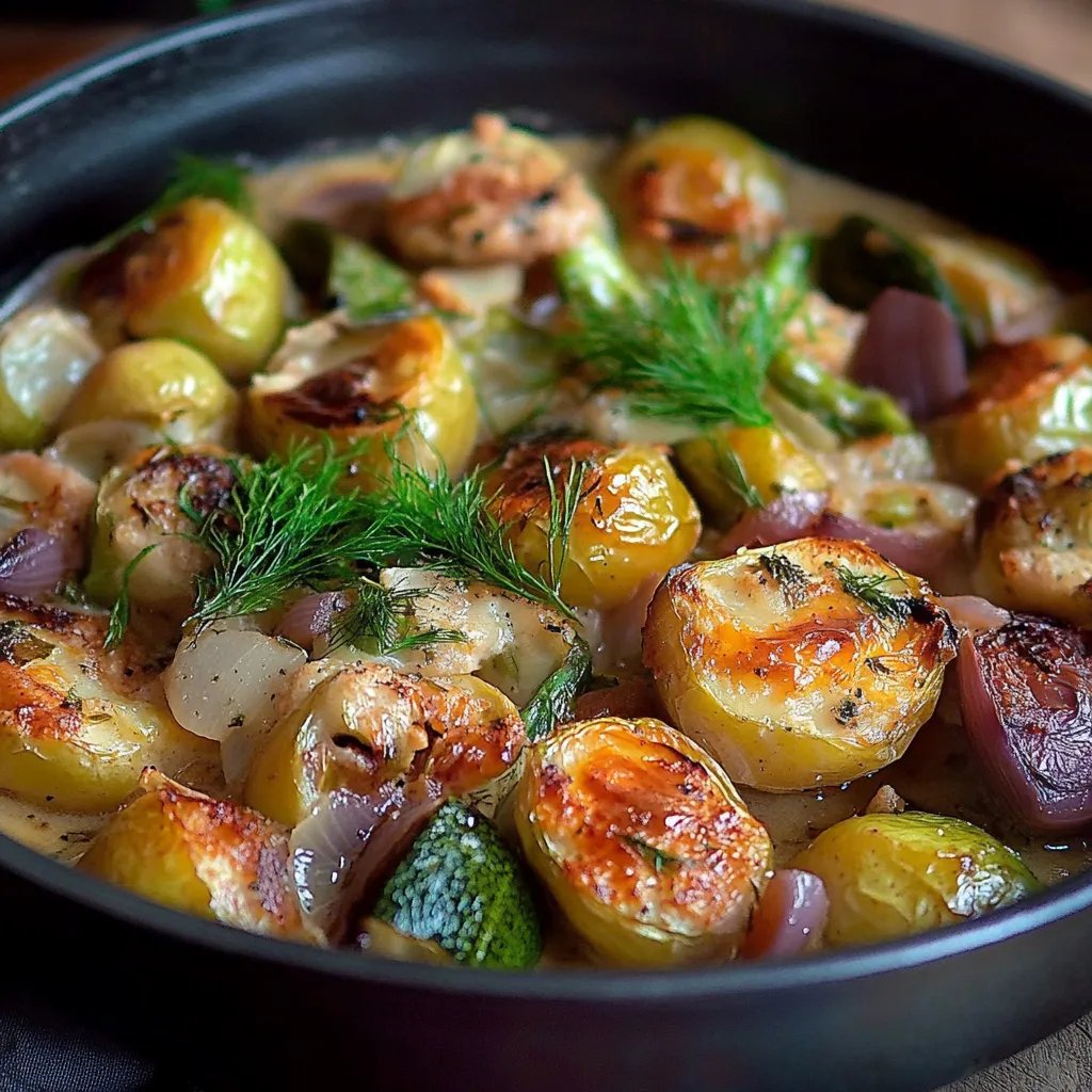 Herzhafter Rosenkohl-Eintopf mit selbstgemachten Hackbällchen