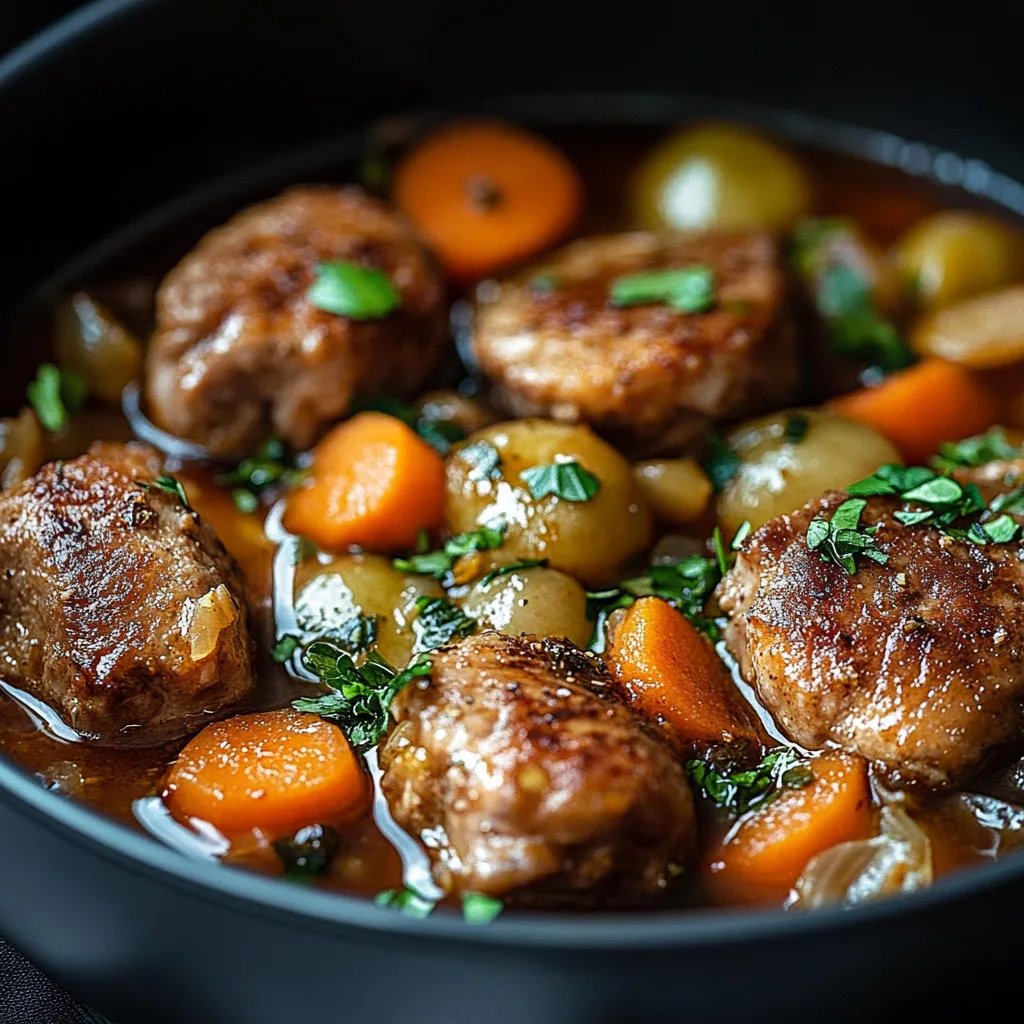 Herzhafter Rosenkohleintopf mit Hackbällchen