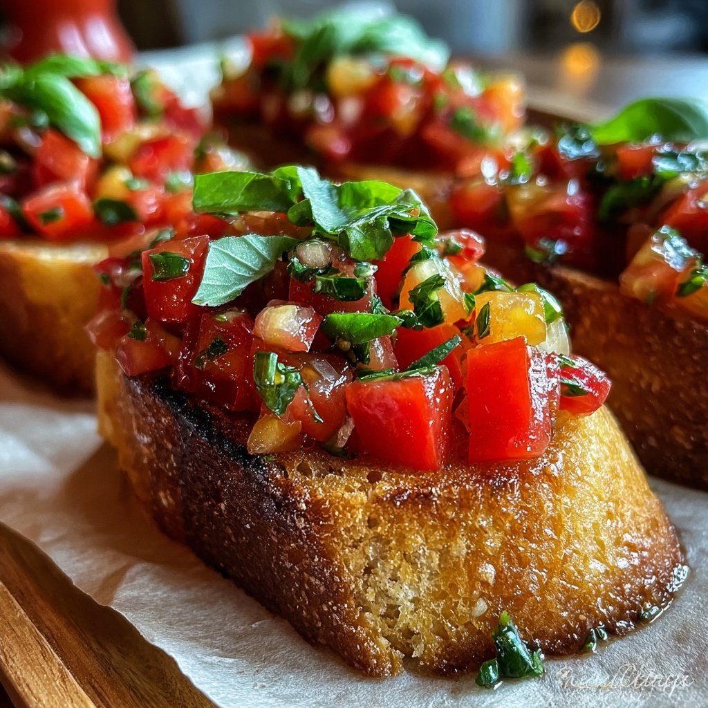 Bruschetta mit Tomaten und Basilikum