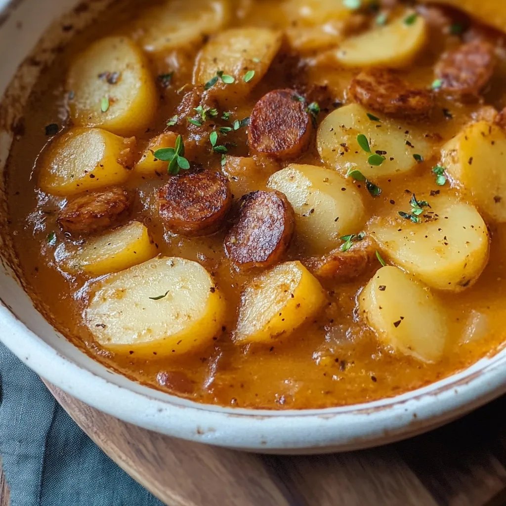 Kartoffelgulasch mit Würstchen