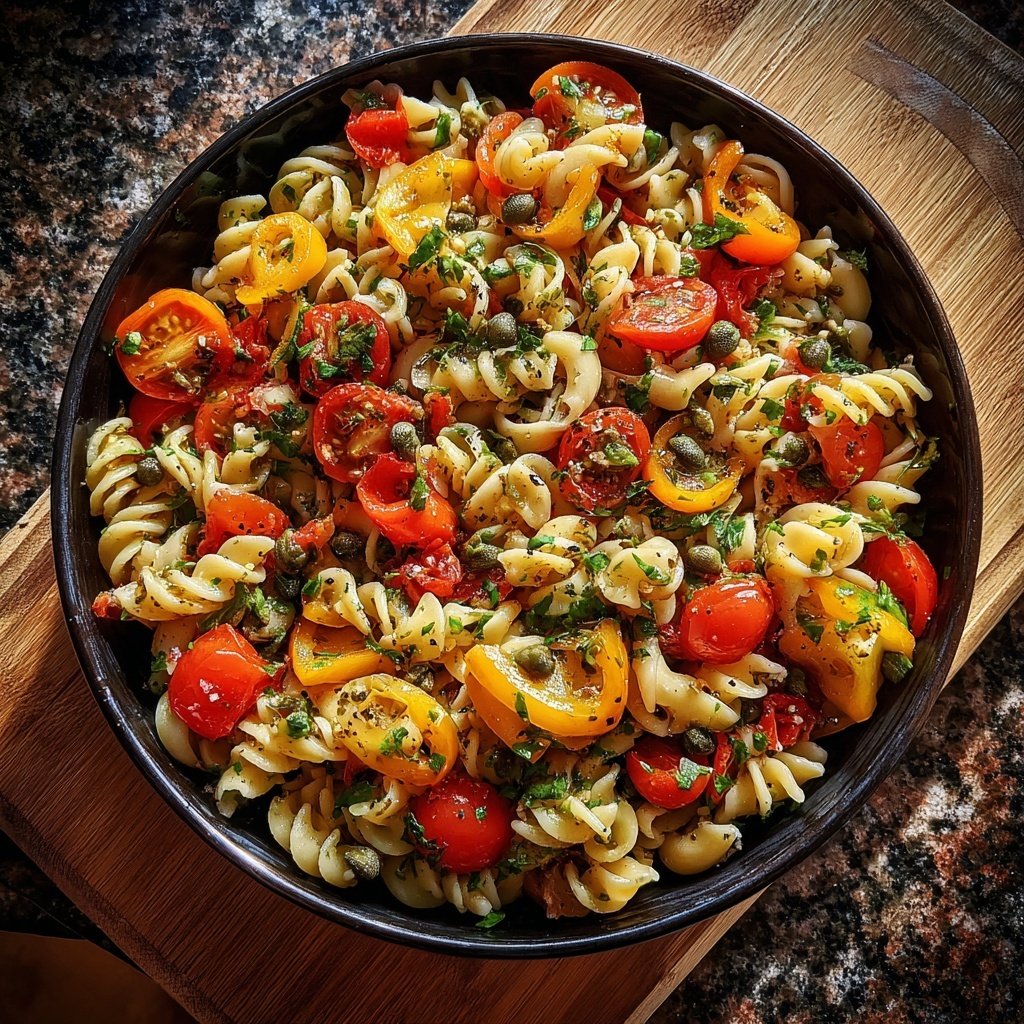 Mediterraner Nudelsalat Mit Kapern