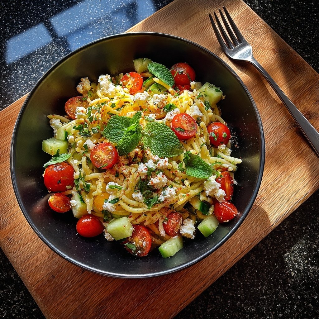 Mediterraner Nudelsalat Mit Feta Und Gurke